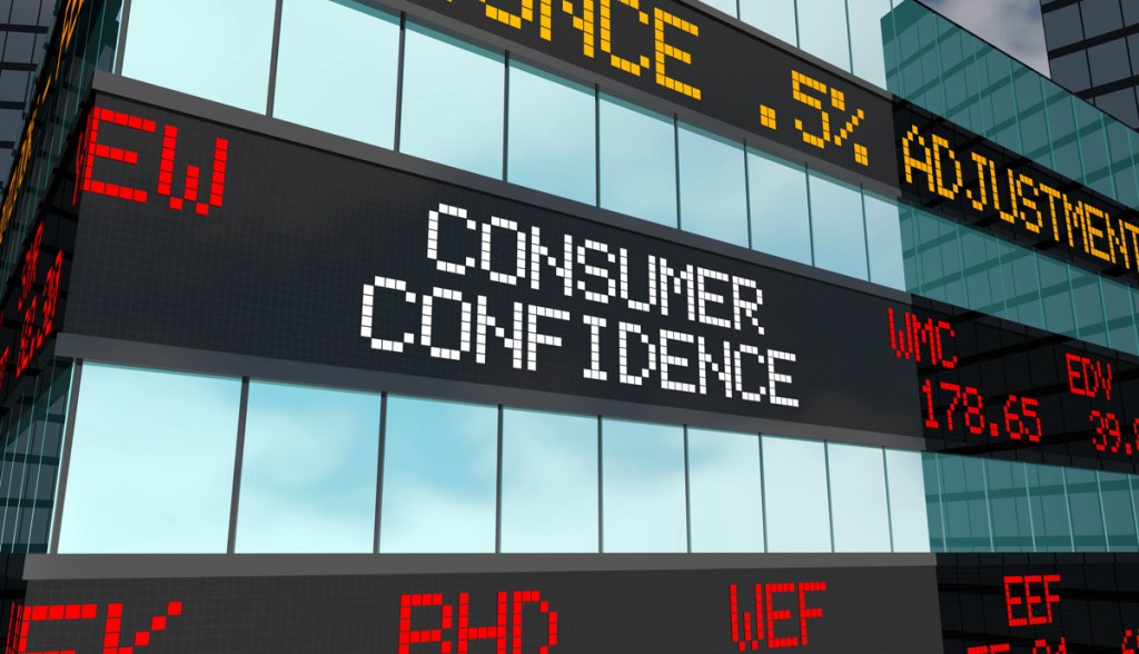 Consumer Confidence Wall Street Rise Increase Stock Market Ticker 3d Illustration