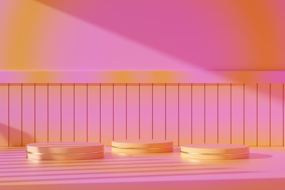 Cylinder podium on colorful background. Abstract minimal colorful scene for product placement 3d render illustration.